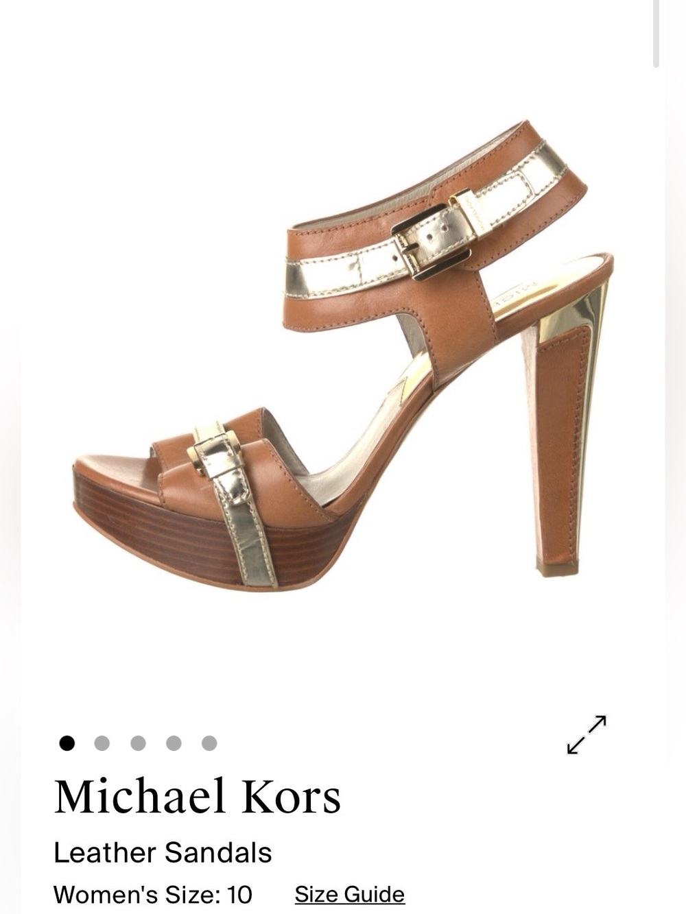 Michael Kors Tan and Gold Leather High Heel Sandals